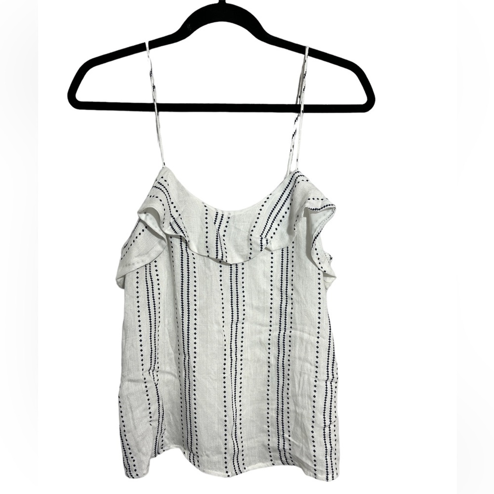 ESSUE small spaghetti strap tank-white with Navy diamond NWT